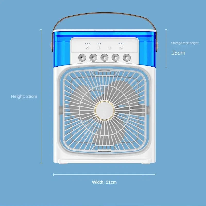 Portable 3-in-1 Electric Fan with LED Night Light and Water Mist