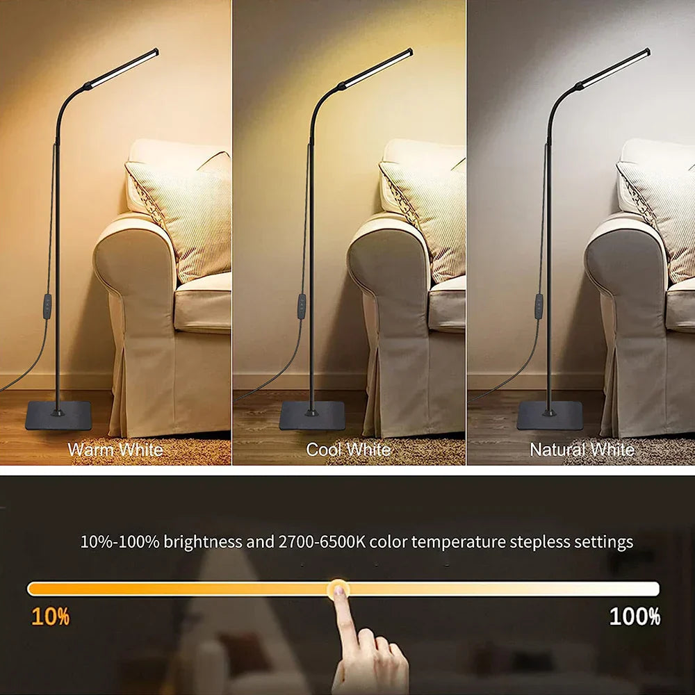 Adjustable LED Floor Lamp for Living Room and Bedroom, Dimmable Standing Light for Office Decoration