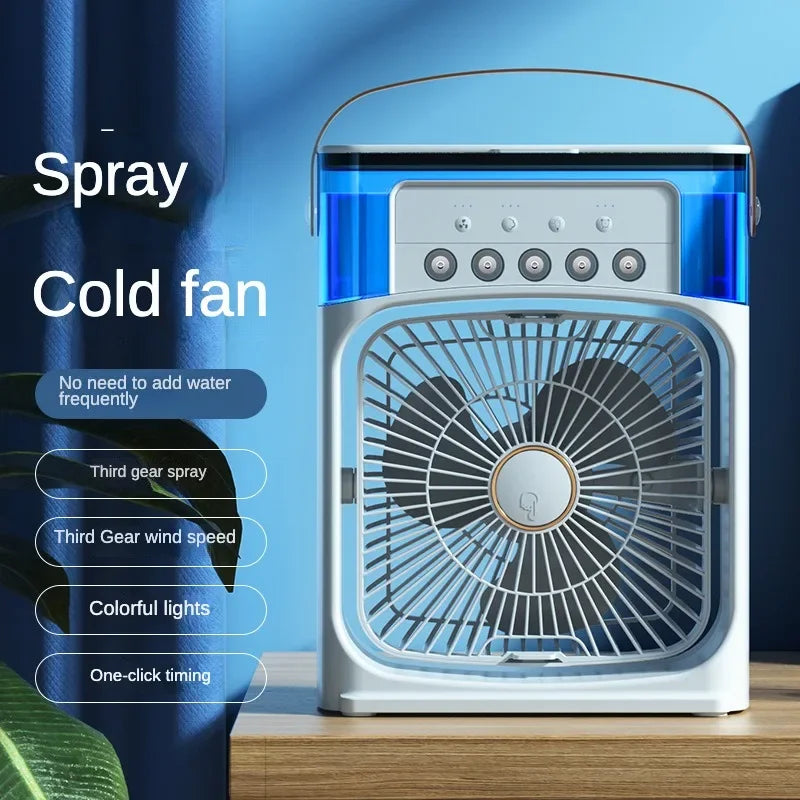 Portable 3-in-1 Electric Fan with LED Night Light and Water Mist