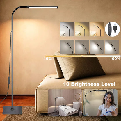 Adjustable LED Floor Lamp for Living Room and Bedroom, Dimmable Standing Light for Office Decoration