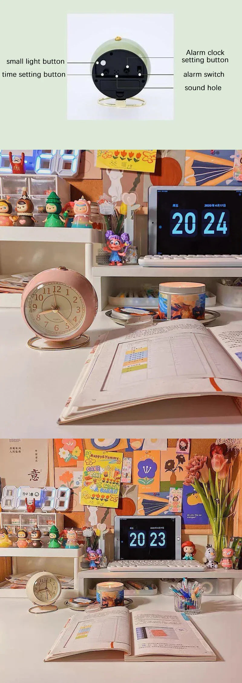 Retro Vintage Alarm Clock with Night Light